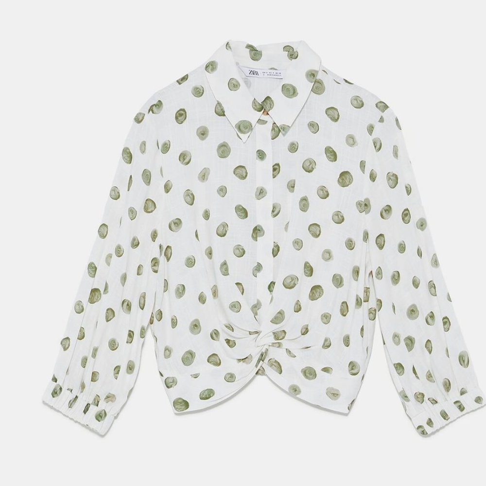 Polka Dot Shirt with Front Knot